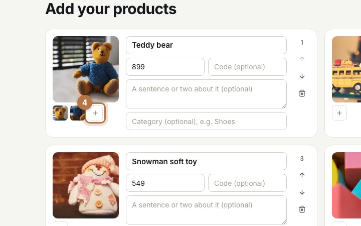 The small plus button under the teddy bear photos highlighted