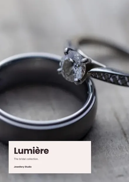 A lookbook cover with a full-page jewellery photo