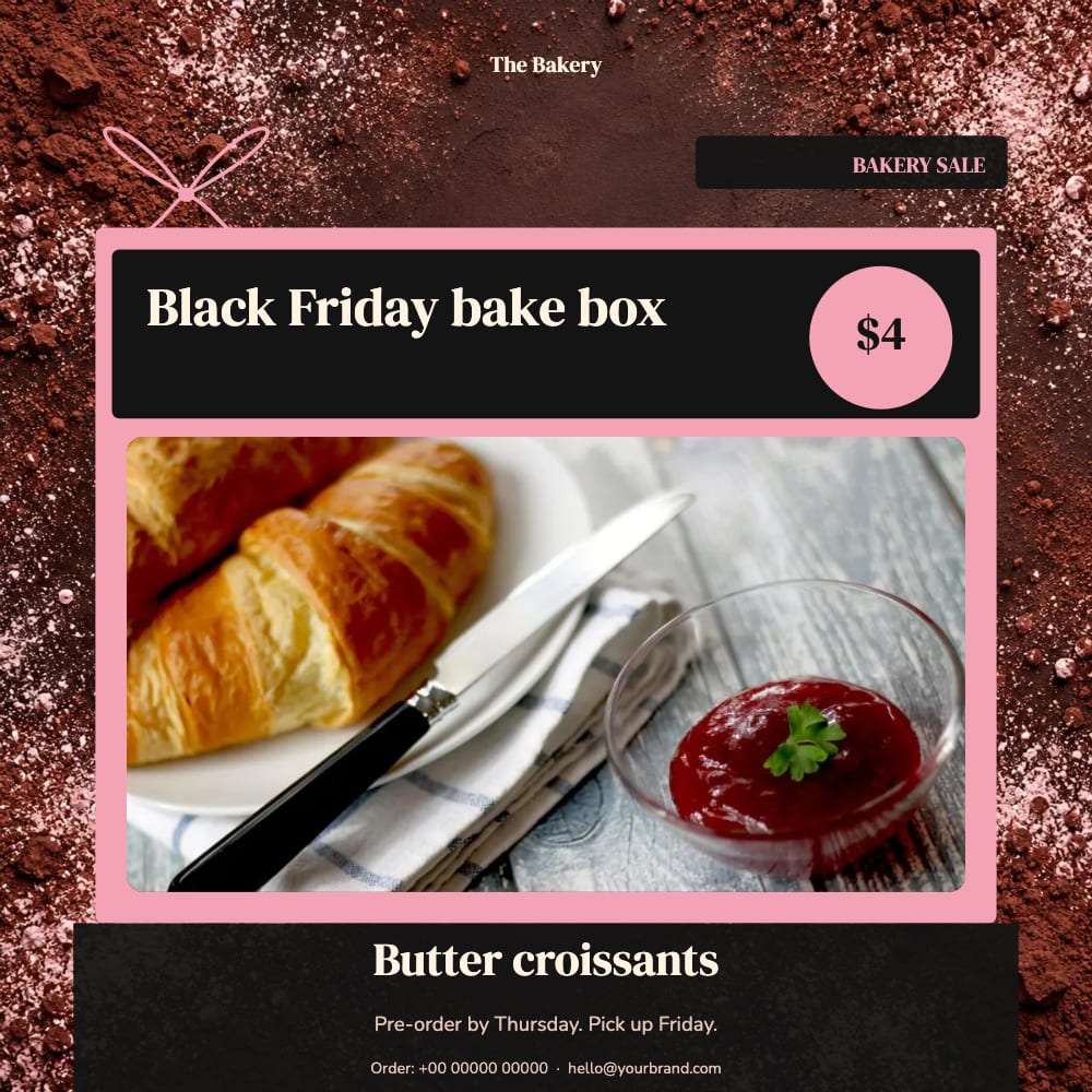 Cover of the Bake Box bakery & cafe flyer template