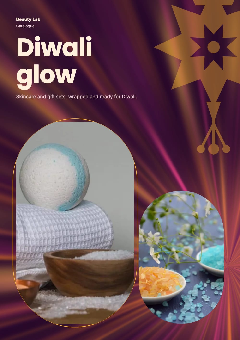 Cover of the Diwali Glow beauty & skincare catalogue template