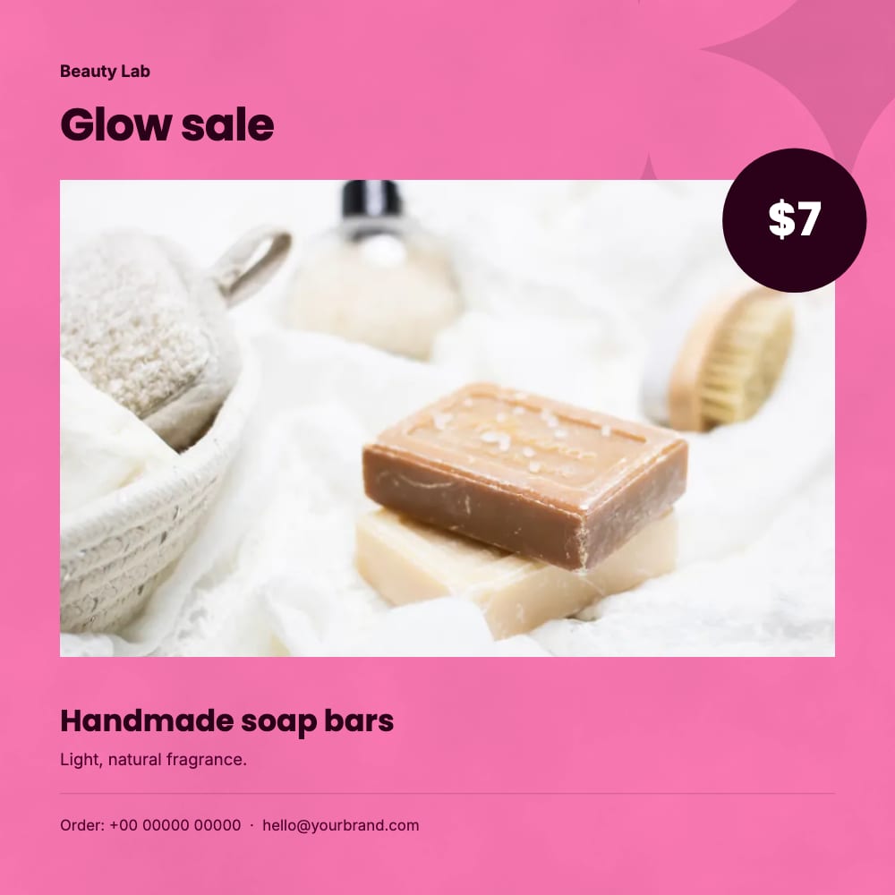 Cover of the Glow Sale beauty & skincare flyer template