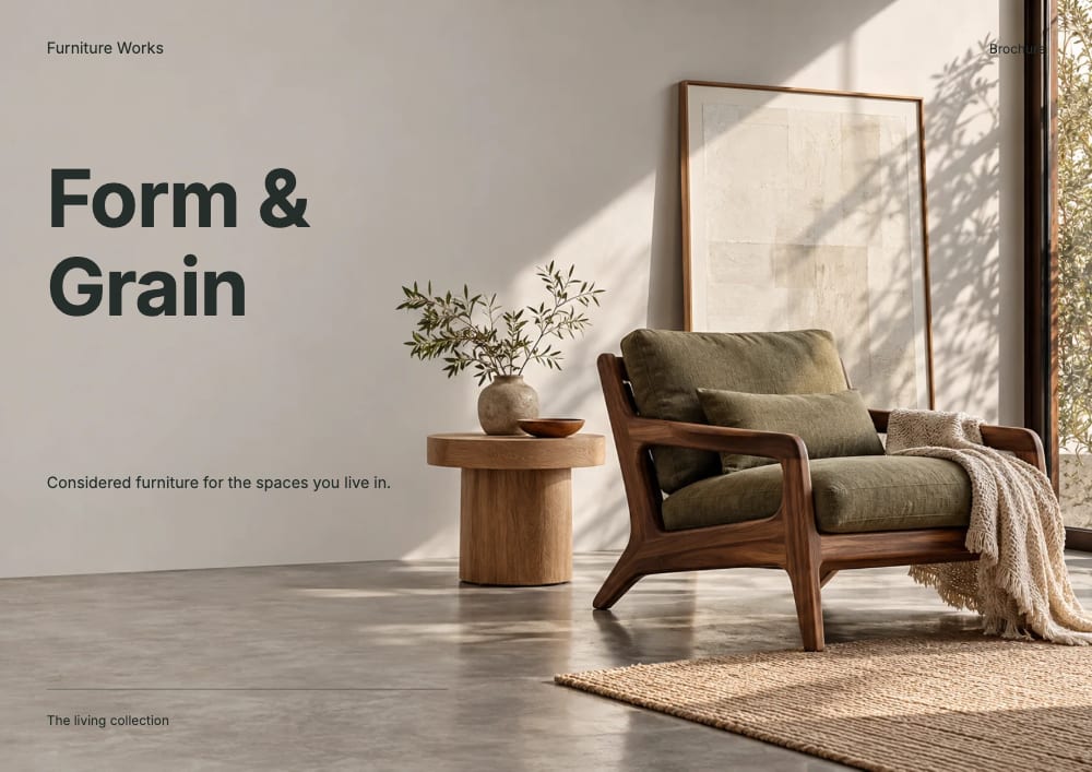 Cover of the Form & Grain furniture brochure template