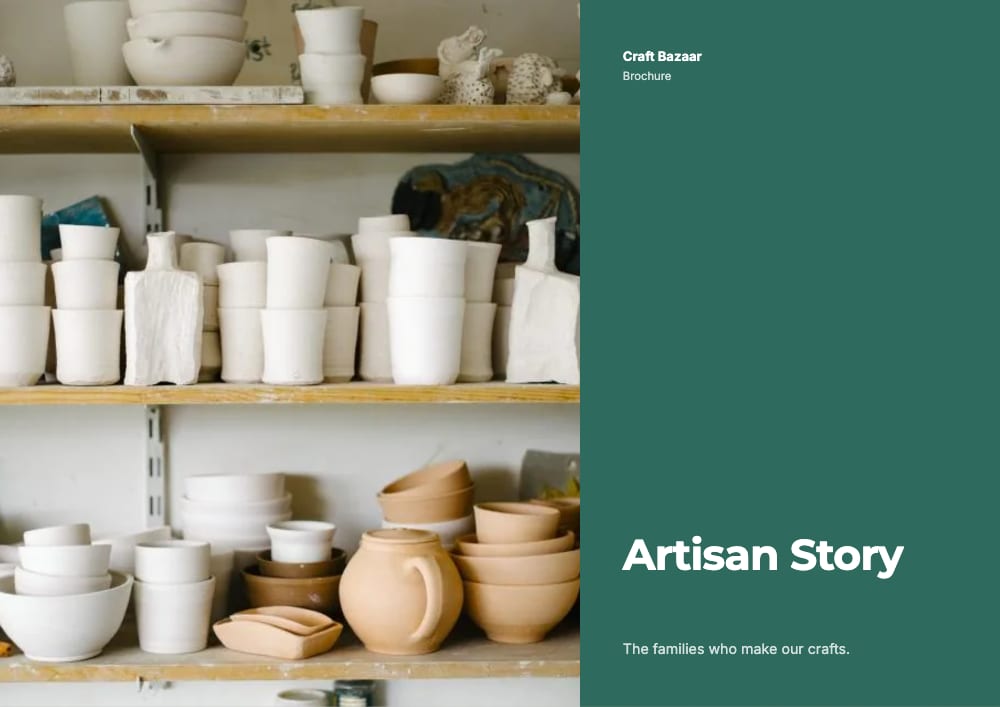 Cover of the Artisan Story handicrafts & gifts brochure template