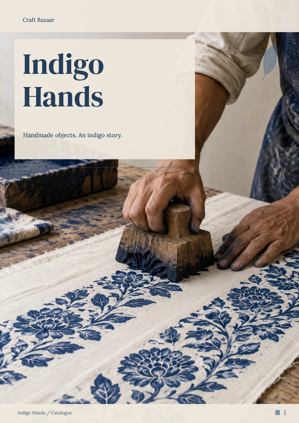 Cover of the Indigo Hands handicrafts & gifts catalogue template