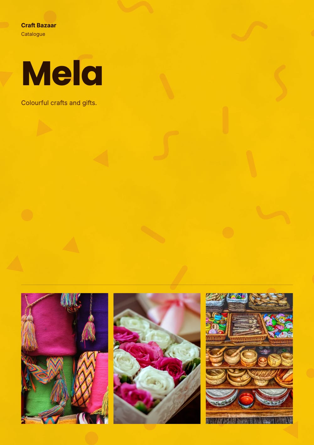 Cover of the Mela handicrafts & gifts catalogue template