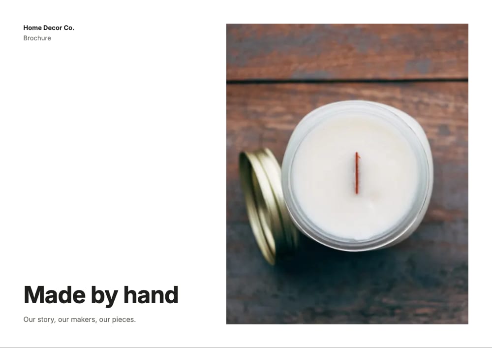 Cover of the Made by Hand home decor brochure template