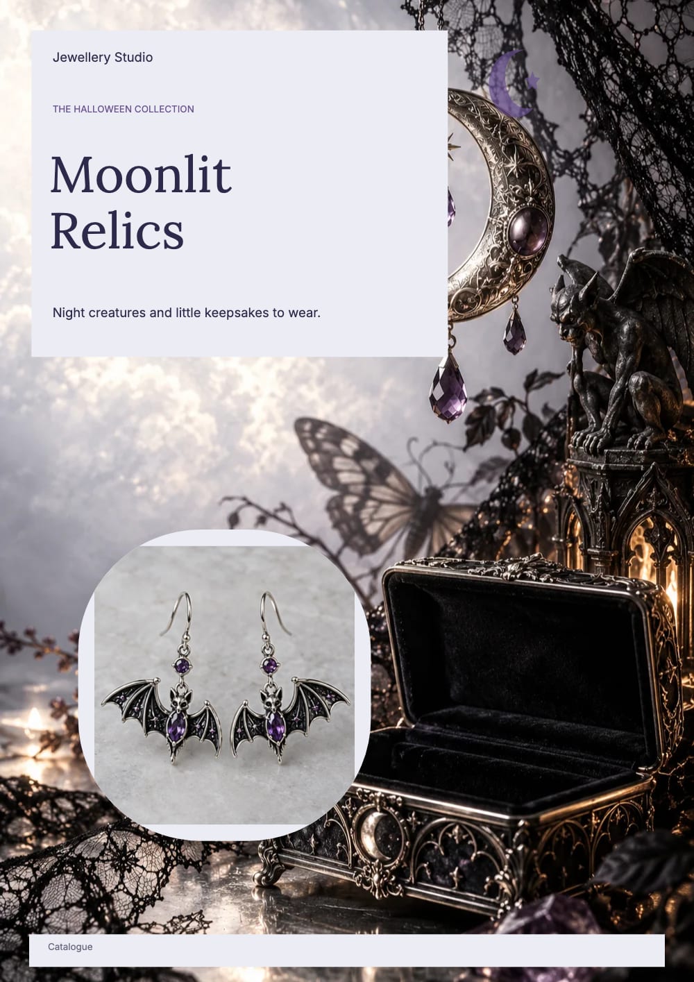 Cover of the Moonlit Relics jewellery catalogue template