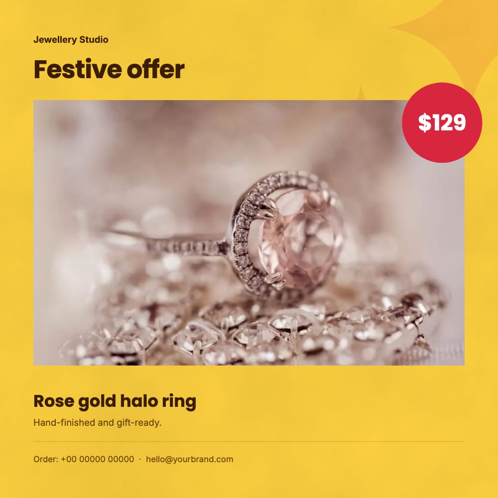 Cover of the Festive Glow jewellery flyer template