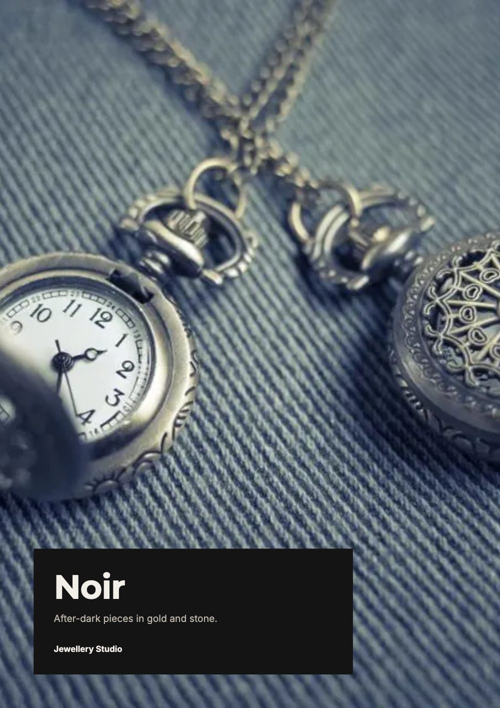 Cover of the Noir jewellery lookbook template