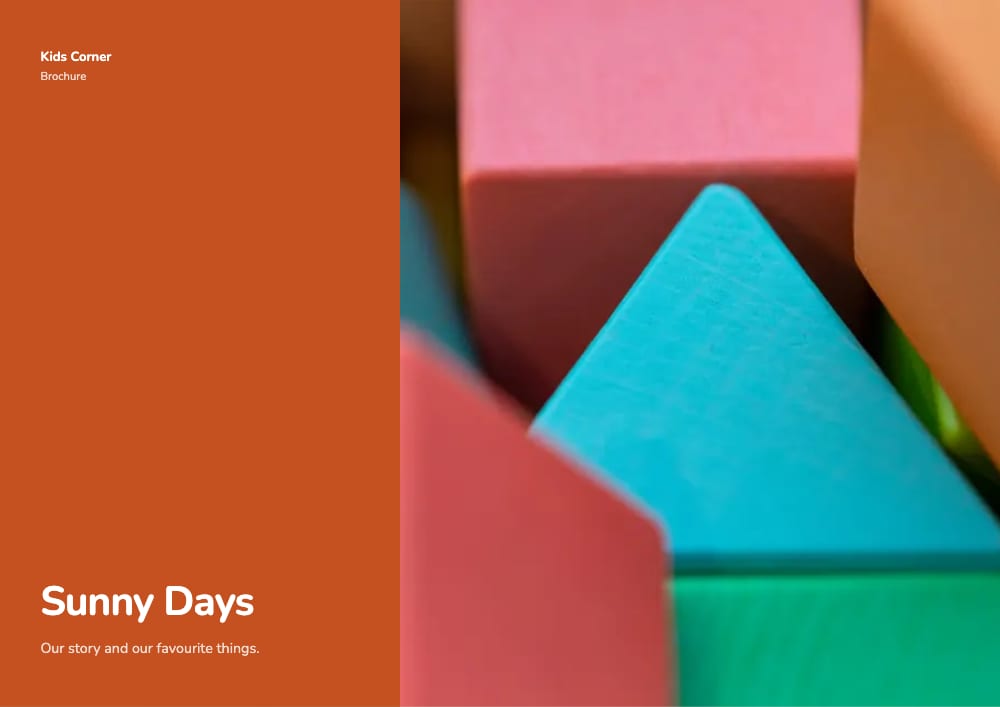 Cover of the Sunny Days toys & baby brochure template