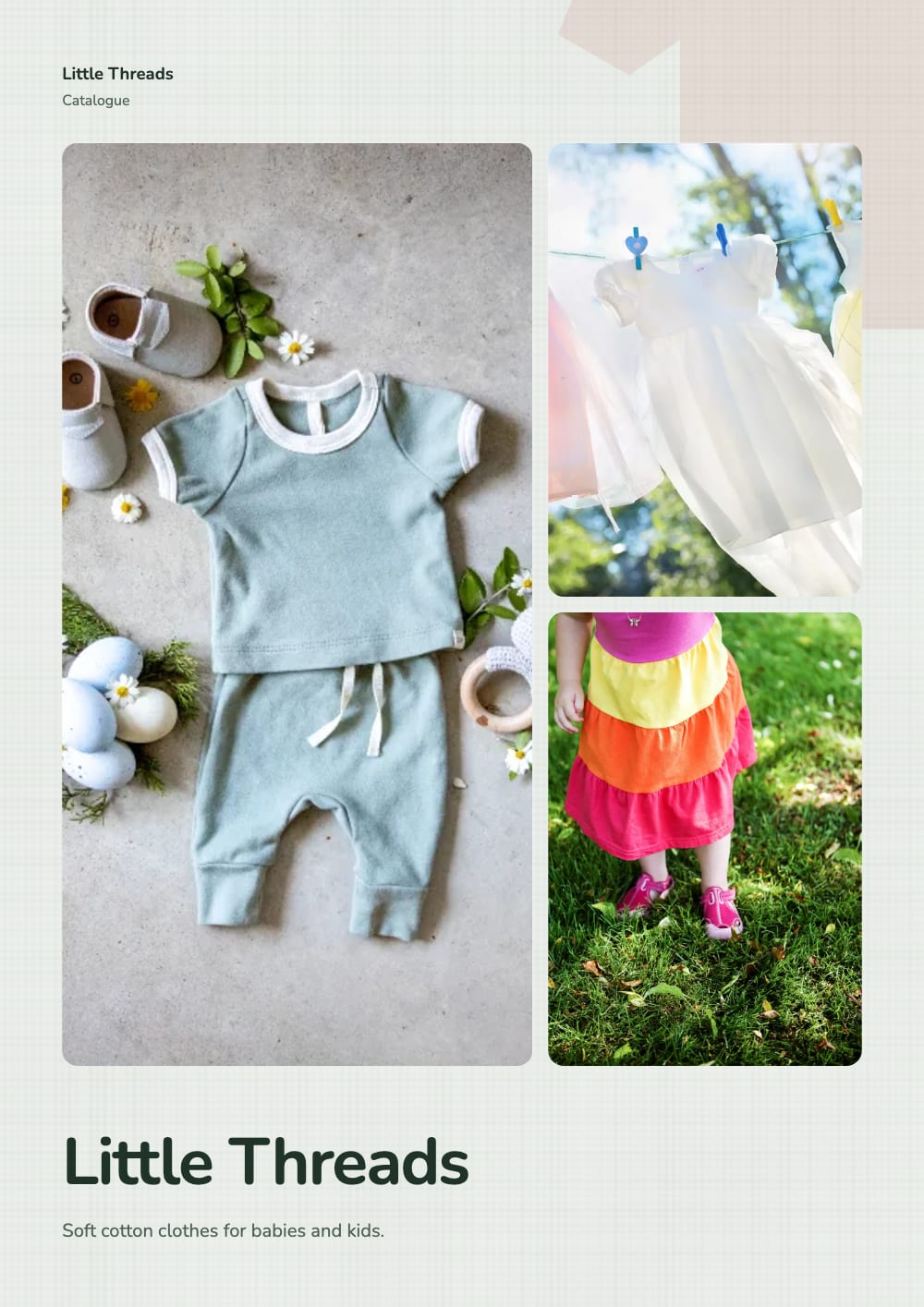 Cover of the Little Threads kids’ wear catalogue template