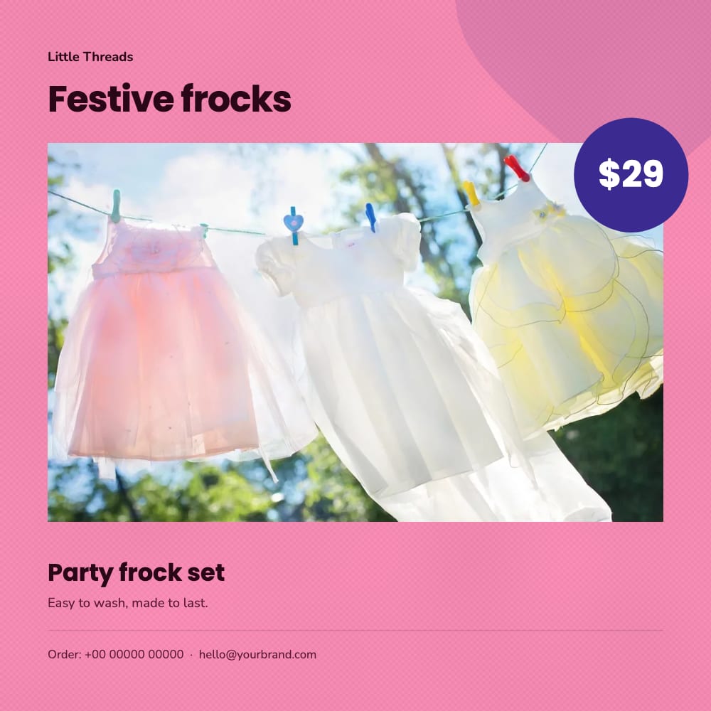 Cover of the Festive Frocks kids’ wear flyer template