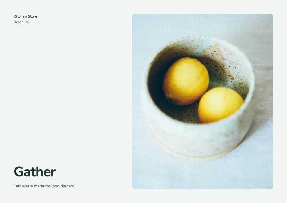 Cover of the Gather kitchen & dining brochure template