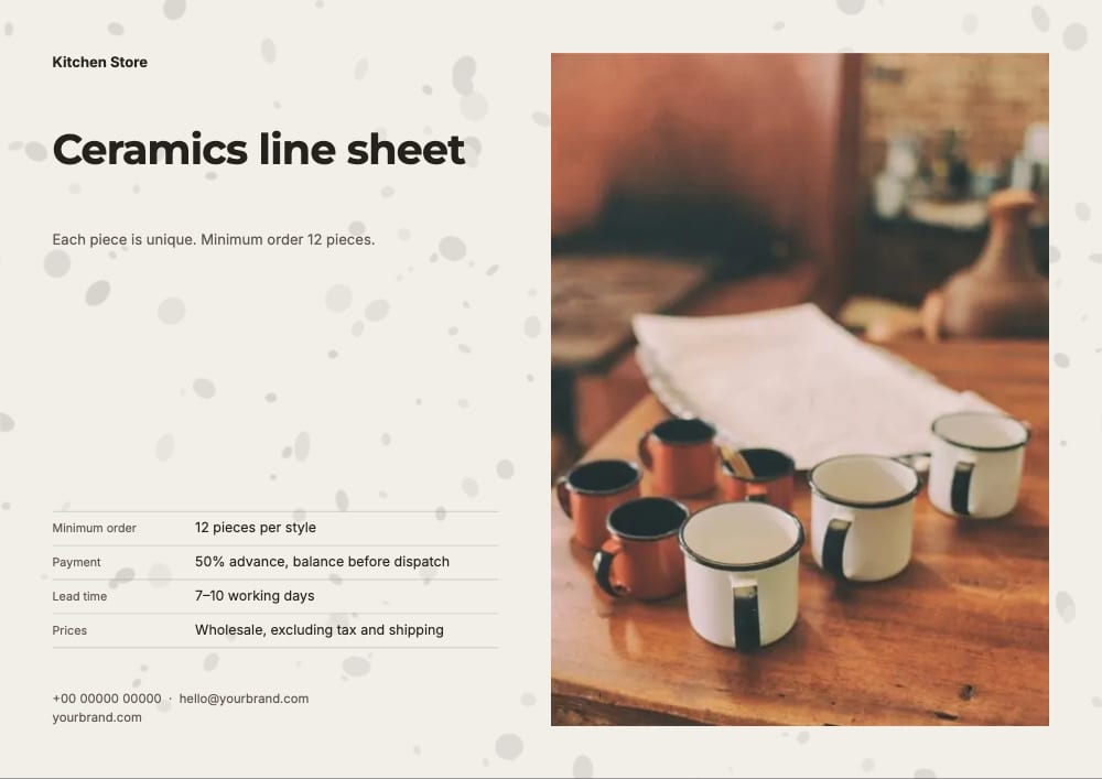 Cover of the Ceramics Trade kitchen & dining line sheet template