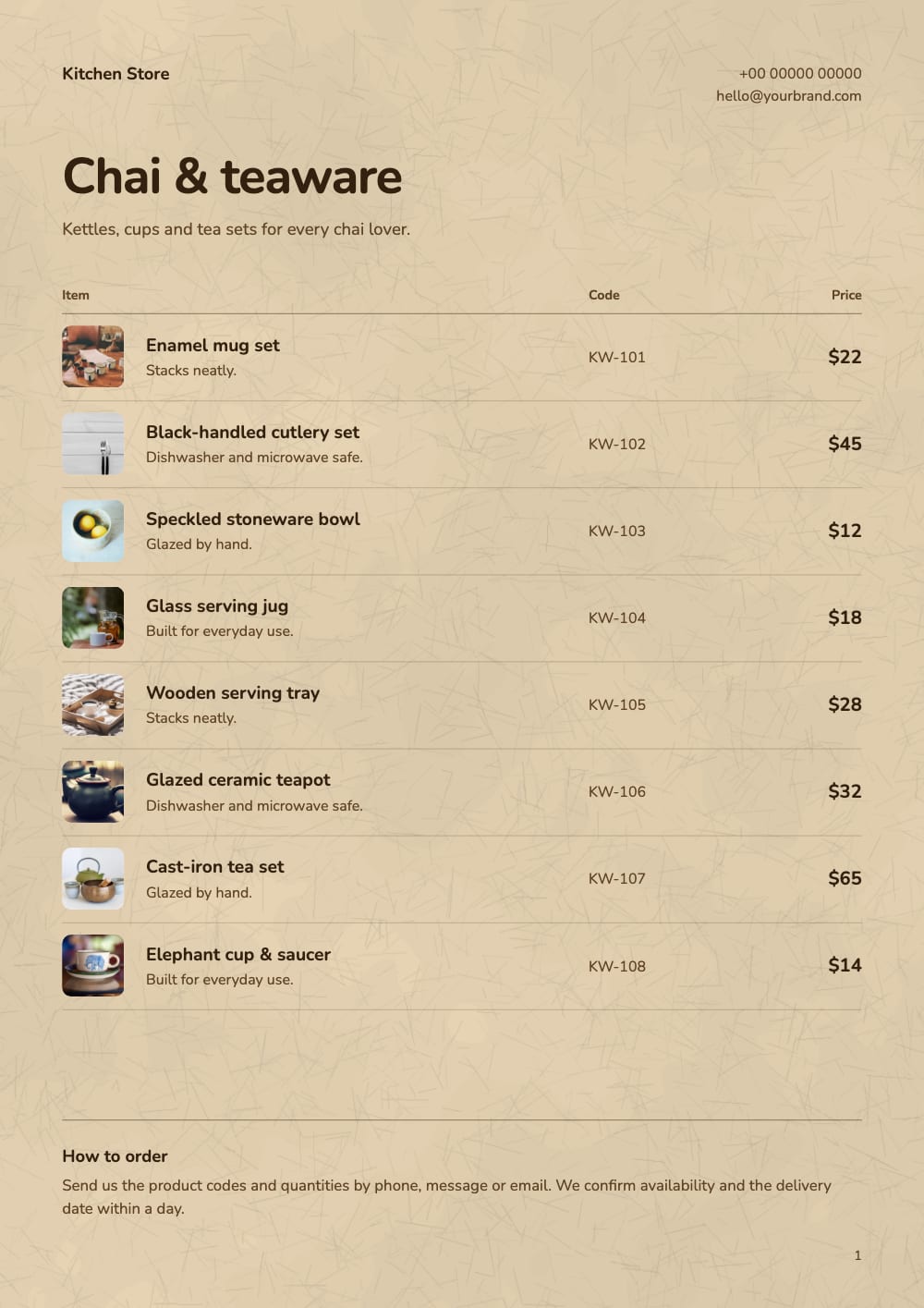 Cover of the Chai Tapri kitchen & dining price list template