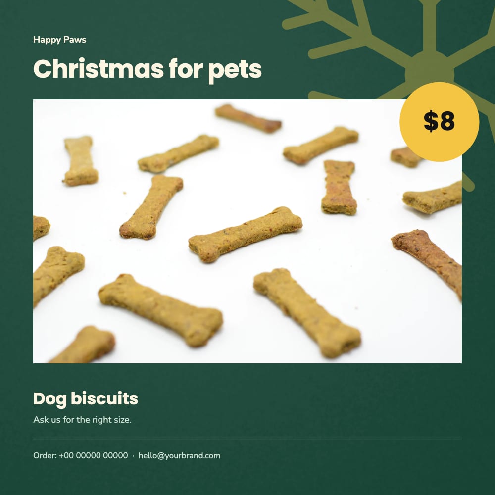 Cover of the Christmas Treats pet supplies flyer template