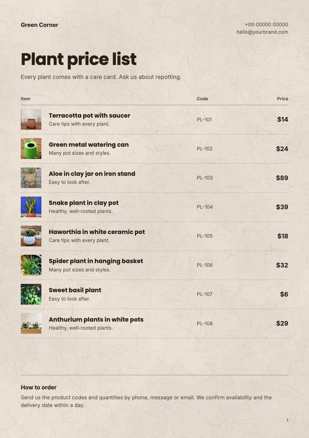 Cover of the Potting Bench plants & garden price list template