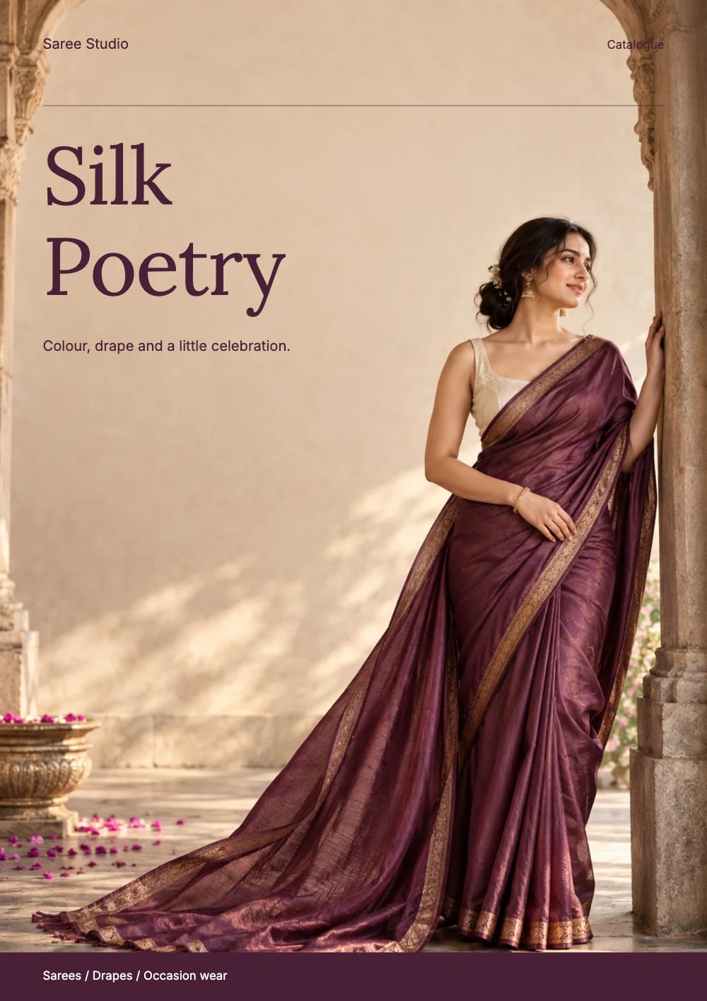 Cover of the Silk Poetry sarees & ethnic wear catalogue template