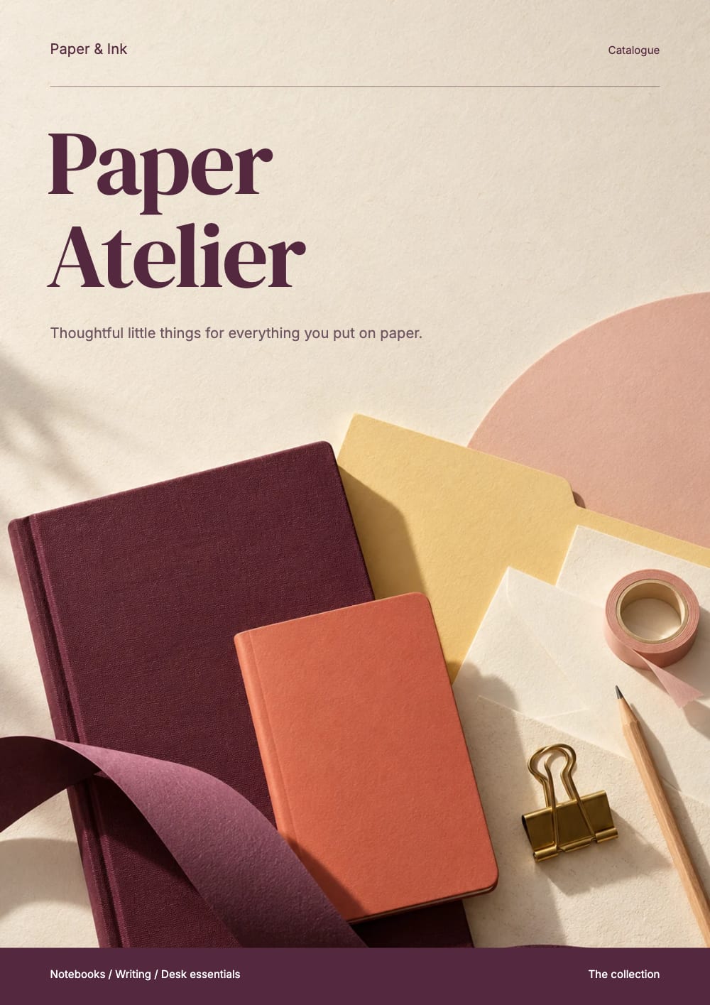 Cover of the Paper Atelier stationery & office catalogue template