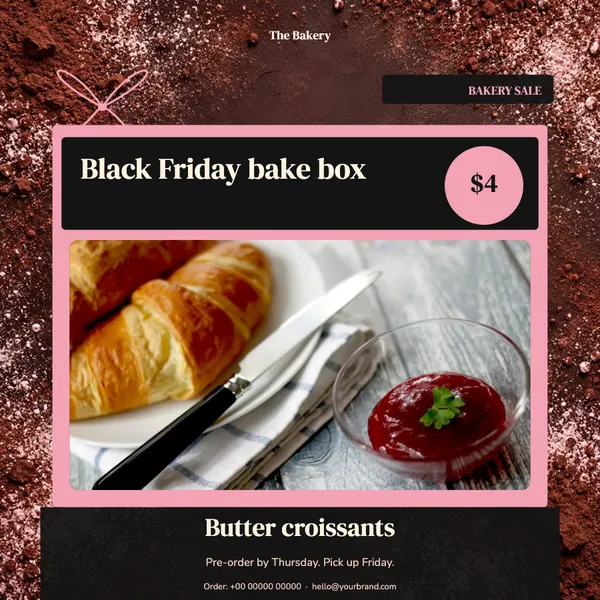 Page 1 of the Bake Box bakery & cafe flyer template: flyer