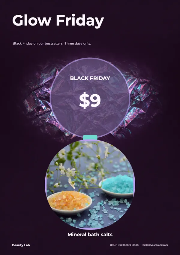Page 3 of the Glow Friday beauty & skincare flyer template: flyer
