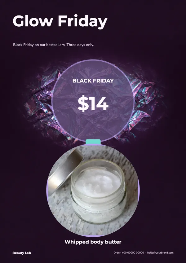 Page 8 of the Glow Friday beauty & skincare flyer template: flyer