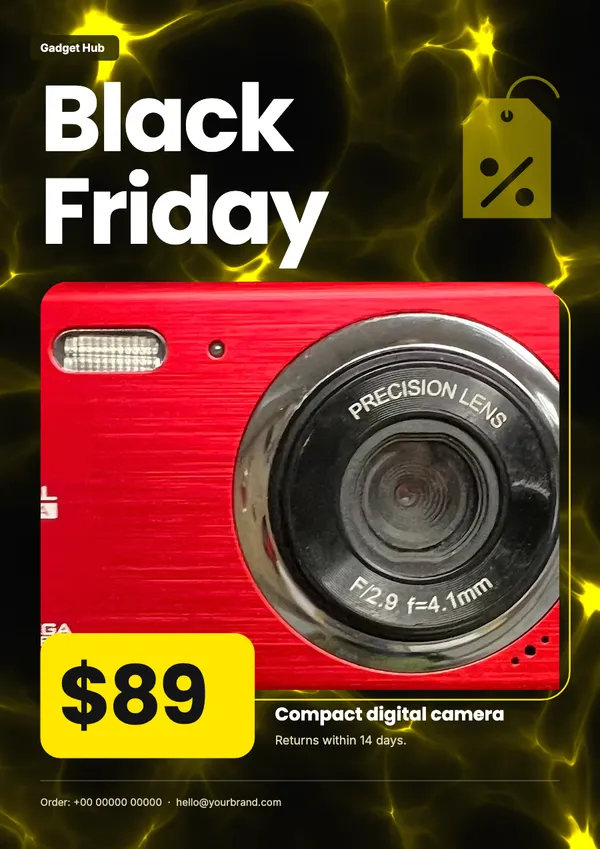 Page 1 of the Black Friday electronics & gadgets flyer template: flyer