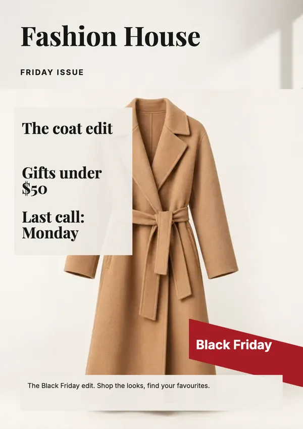 Page 1 of the Friday Issue fashion & accessories catalogue template: cover