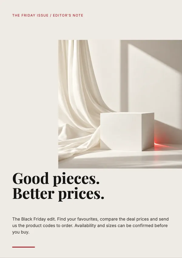 Page 2 of the Friday Issue fashion & accessories catalogue template: editorial opener
