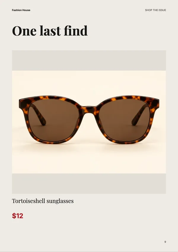 Page 9 of the Friday Issue fashion & accessories catalogue template: shop the look