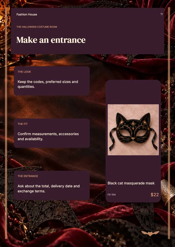 Page 11 of the Velvet Afterdark fashion & accessories catalogue template: how to order