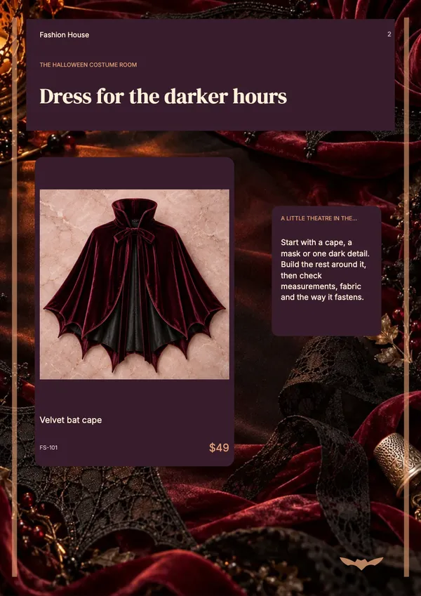 Page 2 of the Velvet Afterdark fashion & accessories catalogue template: introduction