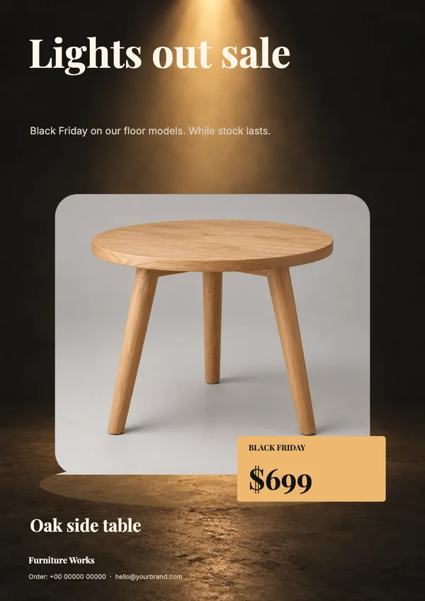 Page 2 of the Lights Out furniture flyer template: flyer