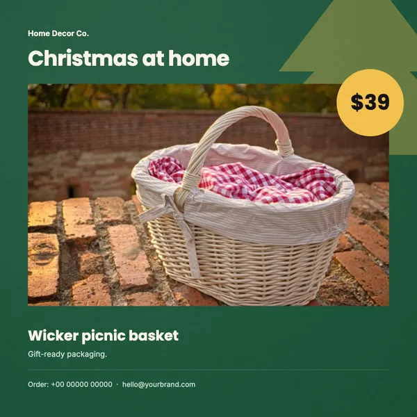 Page 1 of the Christmas Glow home decor flyer template: flyer
