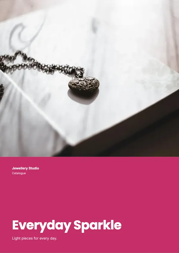 Page 1 of the Blush Studio jewellery catalogue template: cover