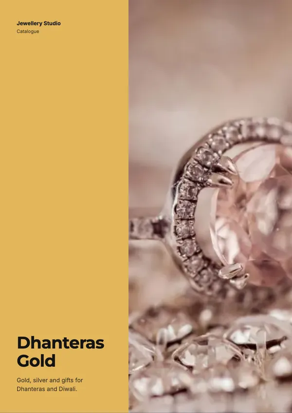 Page 1 of the Dhanteras jewellery catalogue template: cover