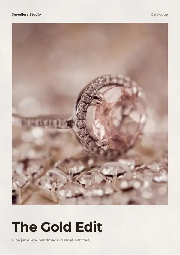 Page 1 of the Gold Edit jewellery catalogue template: cover