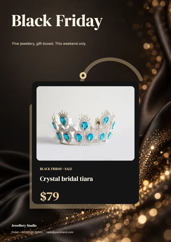 Page 8 of the Black Tag jewellery flyer template: flyer
