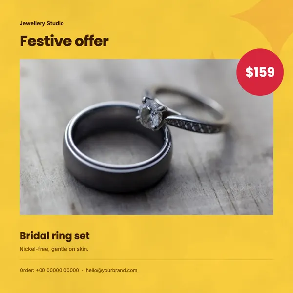 Page 2 of the Festive Glow jewellery flyer template: flyer