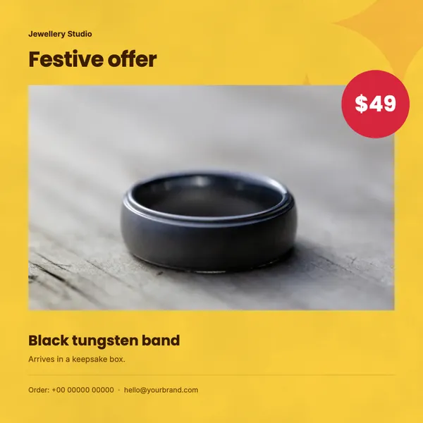 Page 3 of the Festive Glow jewellery flyer template: flyer