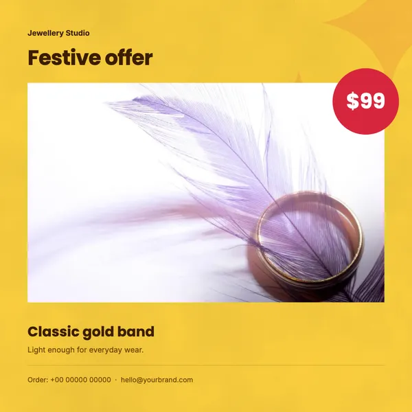 Page 4 of the Festive Glow jewellery flyer template: flyer