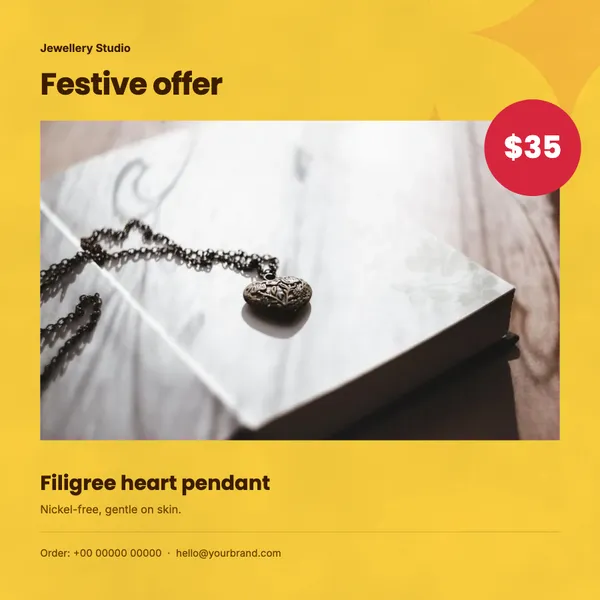 Page 6 of the Festive Glow jewellery flyer template: flyer