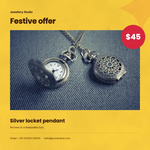 Page 7 of the Festive Glow jewellery flyer template: flyer