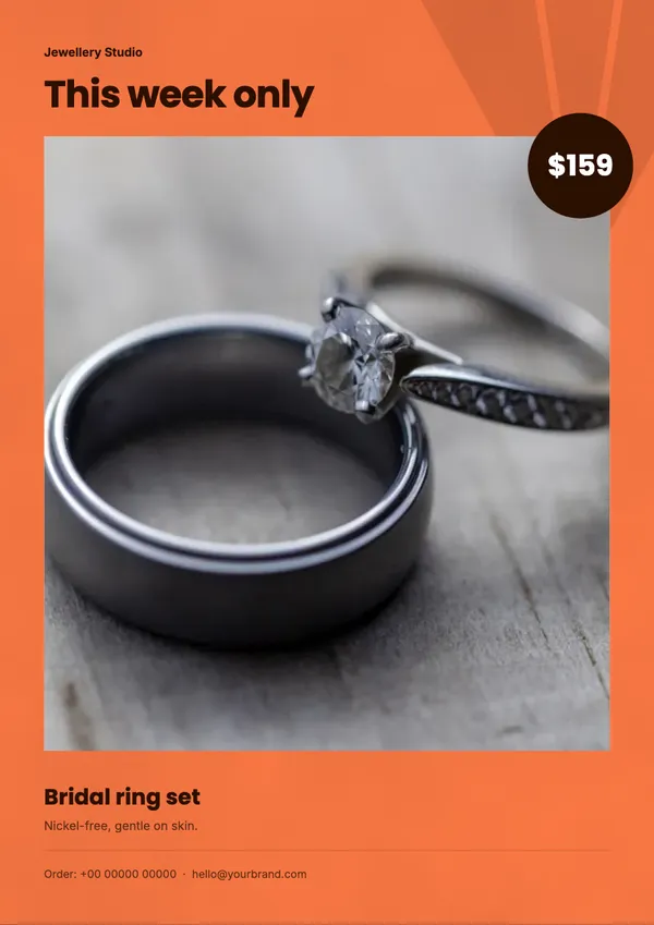Page 3 of the Sunset Sale jewellery flyer template: flyer