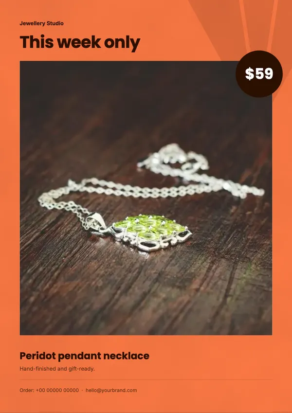Page 6 of the Sunset Sale jewellery flyer template: flyer