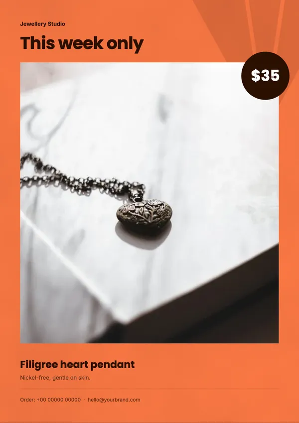 Page 7 of the Sunset Sale jewellery flyer template: flyer