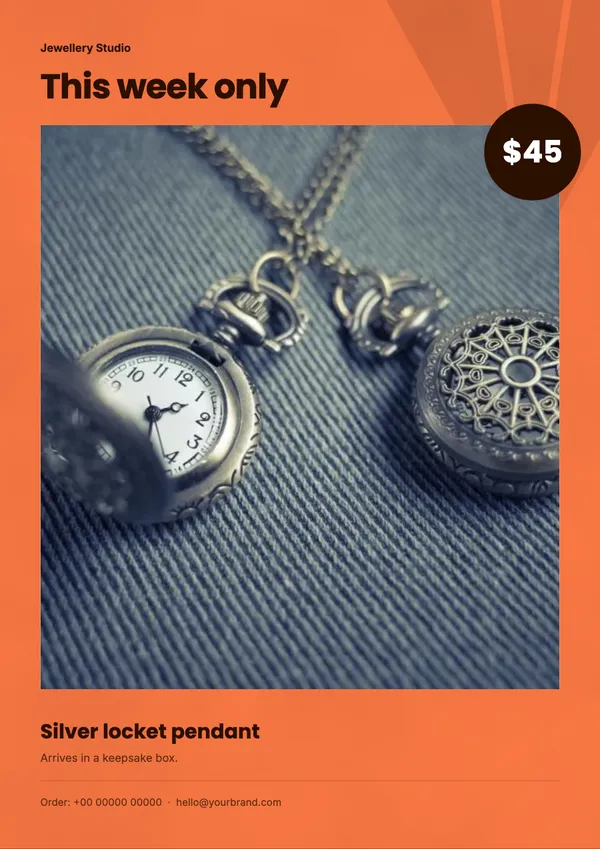 Page 8 of the Sunset Sale jewellery flyer template: flyer