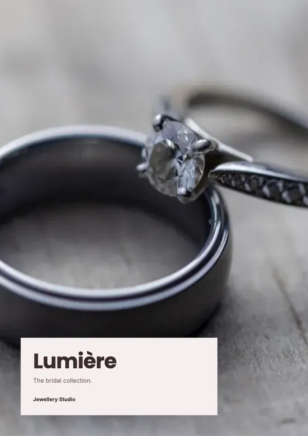 Page 1 of the Lumière jewellery lookbook template: cover
