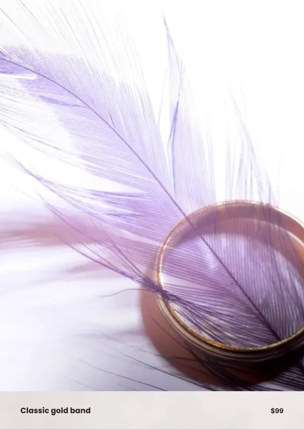 Page 3 of the Lumière jewellery lookbook template: full-page photo