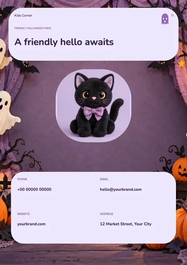 Page 12 of the Boo Crew toys & baby catalogue template: back page